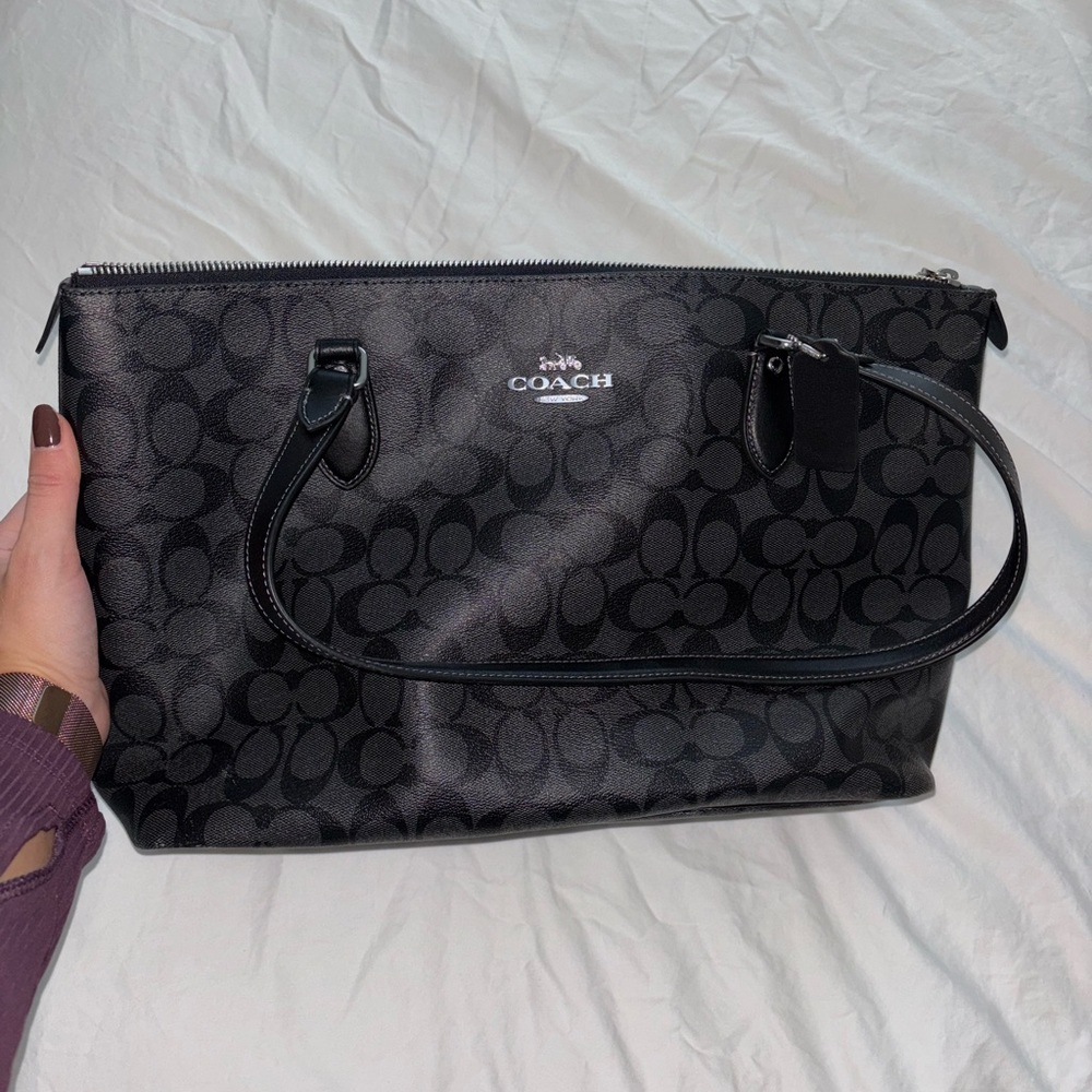 Coach Black Monogram Gallery Tote Bag